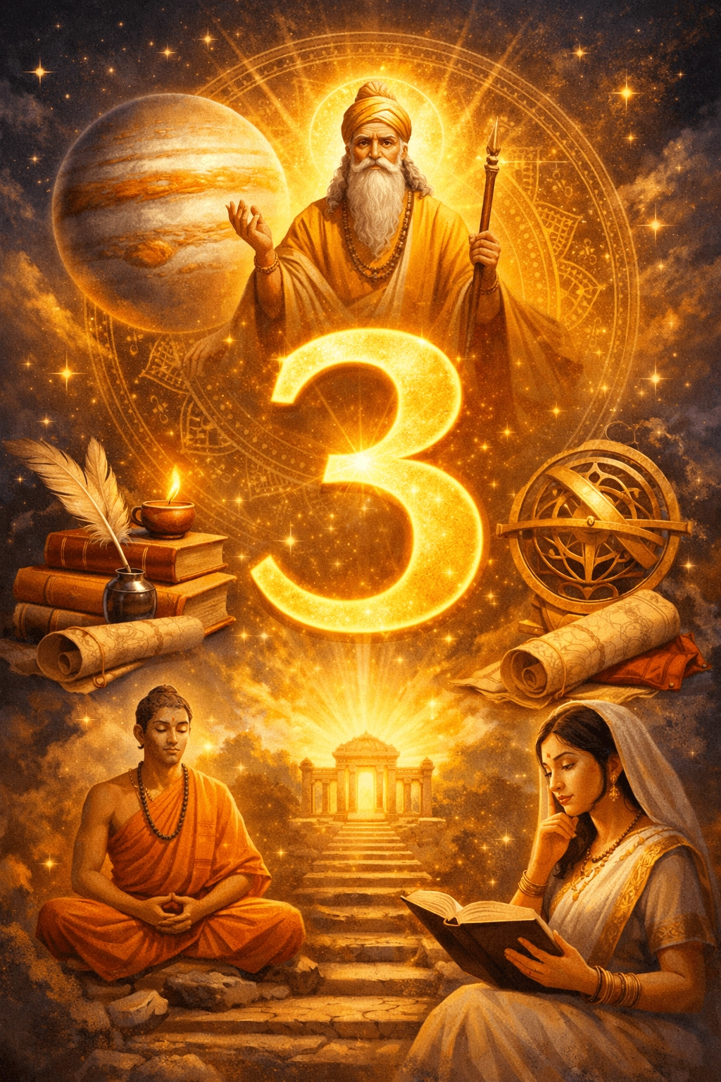 Число 3 у Ведичній нумерології: юпітеріанські знання та мудрість